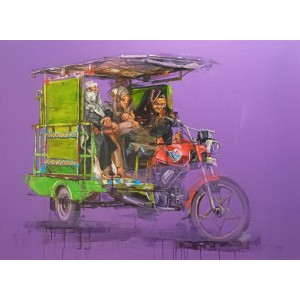 Khalid Khan-Kaay, 38 x 52 Inch, Acrylic on Canvas, Figurative Painting, AC-KHKN-092 Khalid Khan-Kaay, 38 x 52 Inch, Acrylic on Canvas, Figurative Painting, AC-KHKN-092